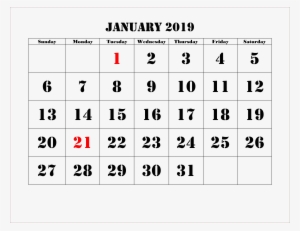 Printable Large Print 2019 Calendar