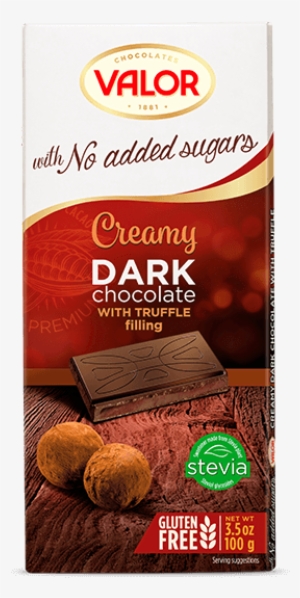Dark Chocolate With Truffle Creamy No Sugar Added 100g - Valor No Sugar Added Dark Chocolate Mousse Orange 150gms