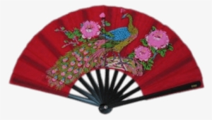 Peacock Chinese Fan - Folding Hand Fan, Small Performance Fan (red
