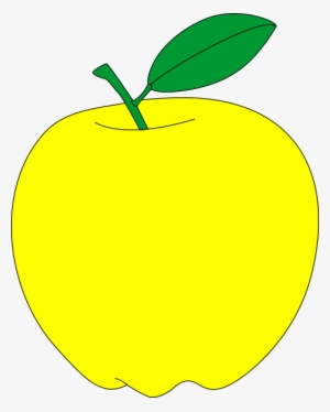 Yellow Apple With Green Leaf Free Vector Clipart - Yellow Apple Clipart