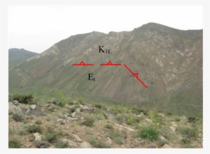 View Of Thrust Fault That Caused Cretaceous Rocks Overturned - Hill
