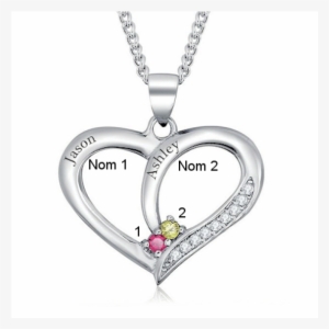 Couple Heart Necklace - Personalized Birthstone Necklaces & Pendants Couple