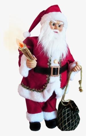 Father Christmas Holding Candle Decoration - Bougie Père Noel Png Transparent