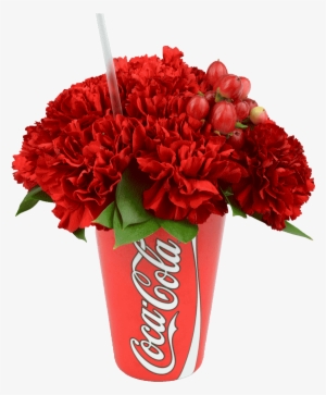 Red Coke Cup With Flowers