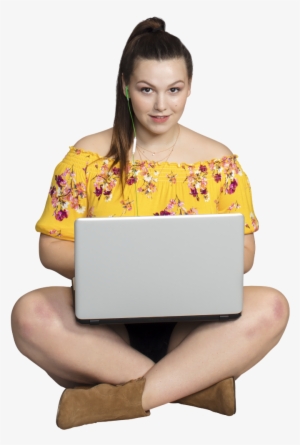 Woman Using Laptop - Sitting