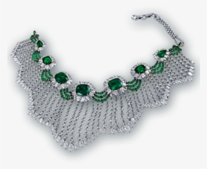 Jewellery Models Png Hd High Jewelry - Emerald With Diamond Choker