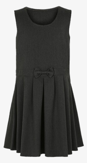 Grey School Pinafore With Bow At The Front - School Black Pinafore Dress