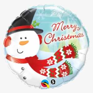 Merry Christmas Snowman 18" Foil Balloon - Merry Christmas Foil Balloons