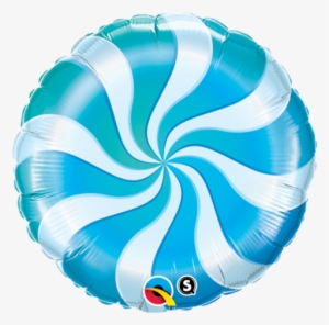 Candy Swirl Blue 18" Foil Balloon - 18" Round Candy Swirl Blue Balloons - Mylar Balloons