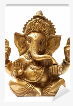 Golden Hindu God Ganesh Over A White Background Self-adhesive - Indian Myths - Trade Paperback