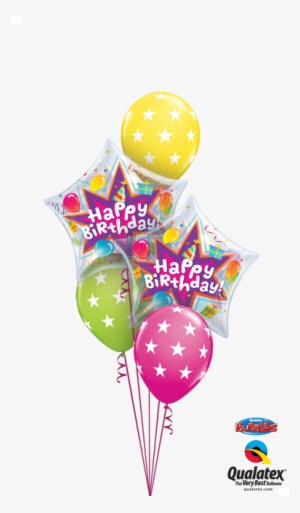 Happy Birthday Star Bubble Bouquet - 22" Birthday Party Blast Plastic Bubble Balloons -