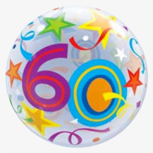 60th Birthday Stars Bubble Balloon 56cm - 22" 60 Brilliant Stars Plastic Bubble Balloons - Mylar
