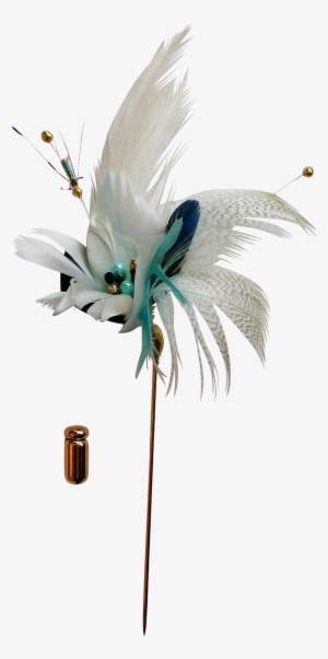 Feather Flower Stick / Lapel Pin Found At Www - Costume Hat