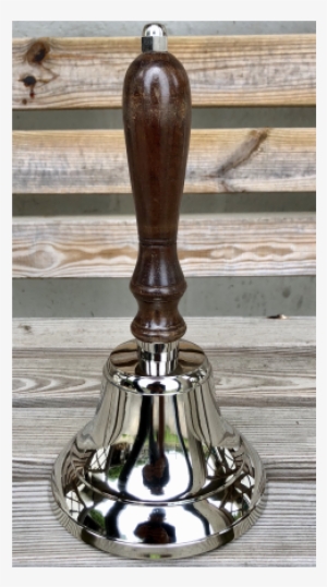 Sb-271 Brass Wooden Handle Bell In Nickel Finish - Classic Large Traditional School Hand Bell