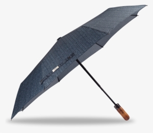 Auto Open & Close Folding Umbrella With Real Wood Handle - Umbrella