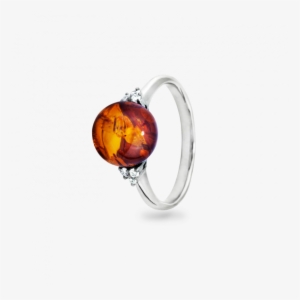 18 Carat White Gold Ring With Amber - Colored Gold