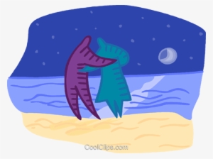 Romantic Couple On A Beach At Night Royalty Free Vector - Clip Art