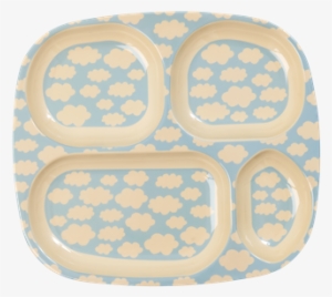 Kids 4 Room Melamine Plate With Print By Rice - Melamine Cloud Compartment Plate - Rice