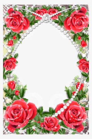 Transparent Delicate Frame With Red Roses - Red Rose Borders And Frames Png