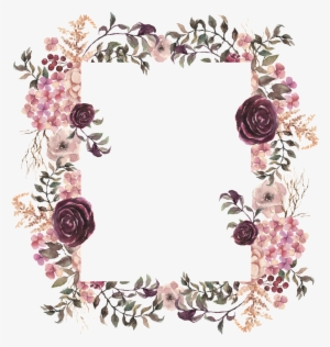 Geometric Figure Flower Frame Transparent - Floral Burgundy Boho Clip Art