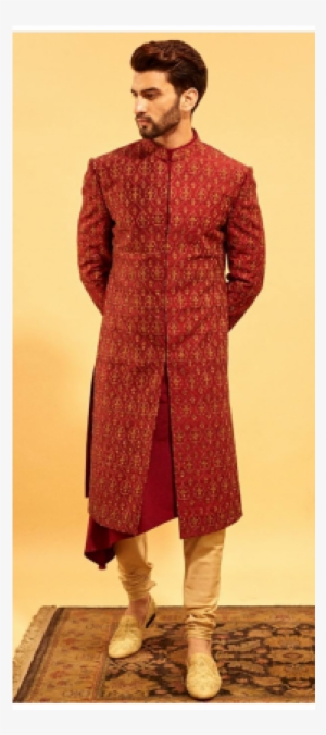 Maroon & Beige Function Wear Indo Western - Indo-western Clothing