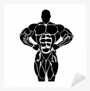 Bodybuilding, Power Lifting Concept Isolated On White - Vector Pose Bodybuilder