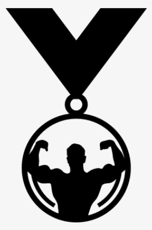 Circular Medal With Male Bodybuilder Image Vector - You Re Welcome