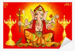Vector Illustration Of Lord Ganesha For Deepawali Sticker - Ganesh And Deepawali Banner