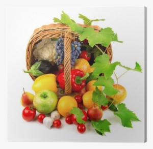 Collection Of Fruits And Vegetables In A Wicker Basket - Vegetable