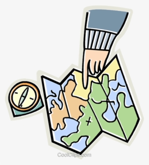 Compass, Map, Pointing Hand Royalty Free Vector Clip