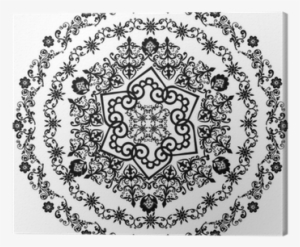 curled black floral round design canvas print • pixers® - design