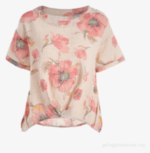 Round Collar Floral Print Blouse - Blouse