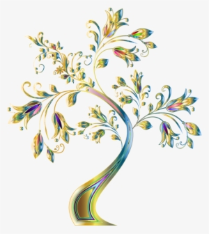 Flower Tree White Floral Design Stencil - Clip Art Floral Tree