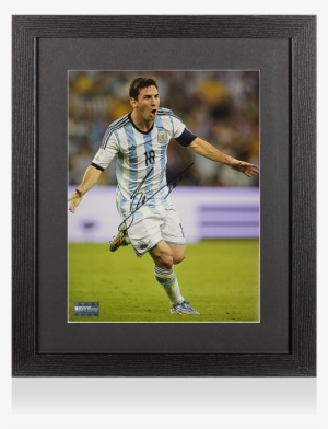 Lionel Messi Official Signed Argentina Photo In Black
