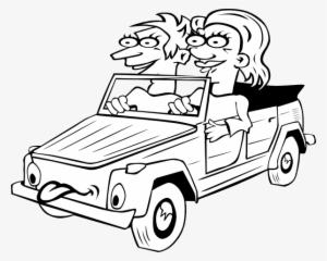 Girl And Boy Driving Car Cartoon Outline Svg Clip Arts