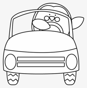 Car Black Black And White Penguin Driving A Car Clip - Drive Slowly Clipart Black And White