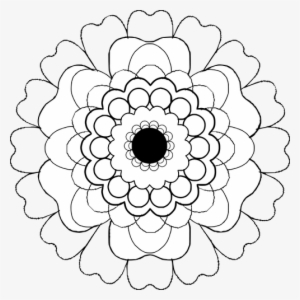 Blooming Black And White Flower Vector Clip Art - Clipart Petal Flowers Black And White