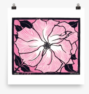 “june”, Pink, Black, & White Flower Design 1918, Enhanced - Julie De Graag