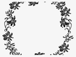 White Flower Clipart Flower Design - Black And White Floral Border
