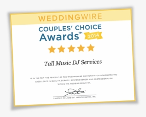 [center] Wedding Wire Couple's Choice Awards 2014 Certificate - 2014 Weddingwire Certificate