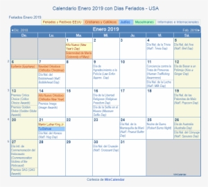 Calendario Estados Unidos Enero 2019 En Formato De - Dias Festivos De Septiembre 2018