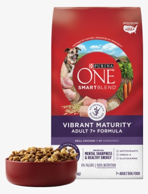 Purina One Vibrant Maturity Product Bag And Bowl Of - Purina One Puppy Food