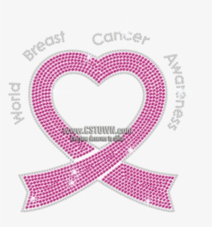 Crossed Pink Ribbon Rhinestone Decal For World Breast - Awareness Ribbon