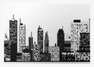 A Black And White Illustration Of City Skyline - Una Suite A Manhattan