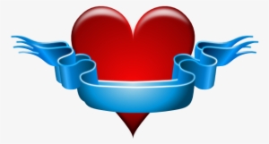 Red Heart With Blank Blue Ribbon Svg Clip Arts 600