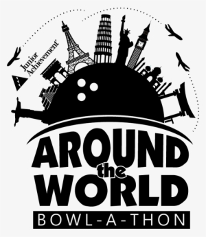 Around The World Bowl A Thon Logo Black And White - Poster