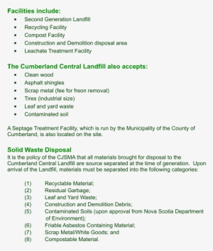 Cumberland Joint Services Management Authority Cumberland - Central Landfill