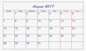 August 2017 Calendar - Piazza Dei Miracoli