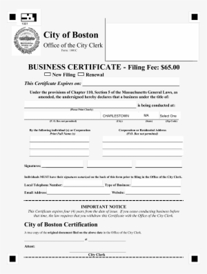 Blank Business Certificate Main Image Download Template - Boston