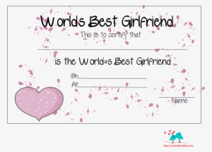 Free Printable World's Best Girlfriend Certificate - Love